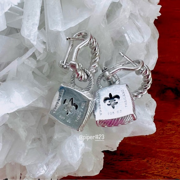 Judith Ripka 5.25 carat Asscher-cut Diamonique Sterling Silver Hoop Earrings - Picture 4 of 7